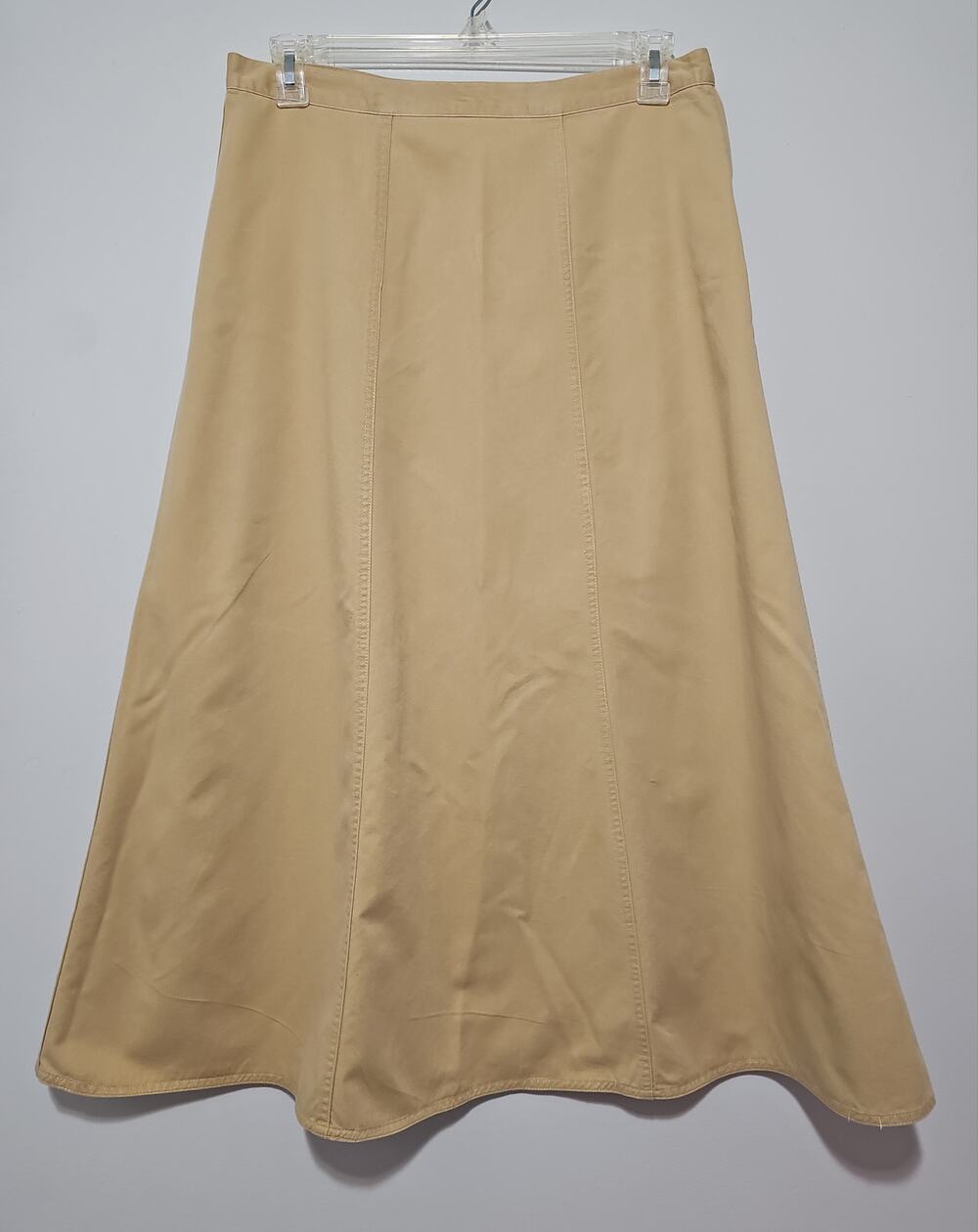 LL Bean Maxi Khaki Skirt Womens 16 Cotton Tencel Preppy Equestrian
